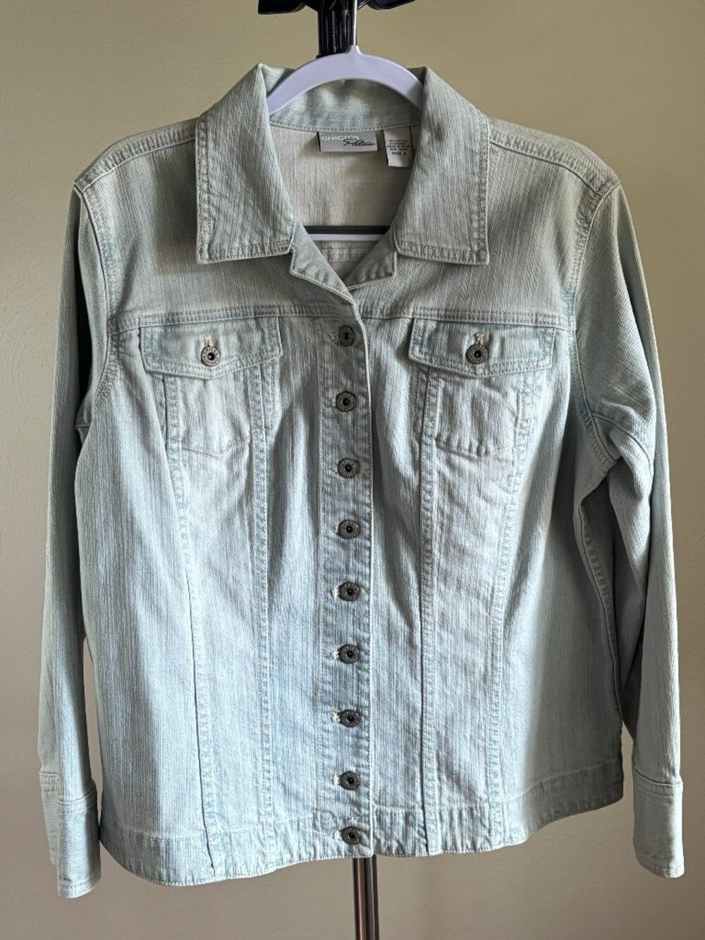 Chico's Platinum Jean Jacket Size 2 Large